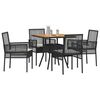 vidaXL Set da Pranzo per Giardino 5 pcs Nero polyrattan