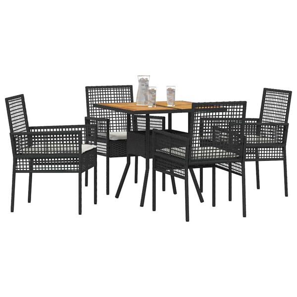 vidaXL Set da Pranzo per Giardino 5 pcs Nero polyrattan