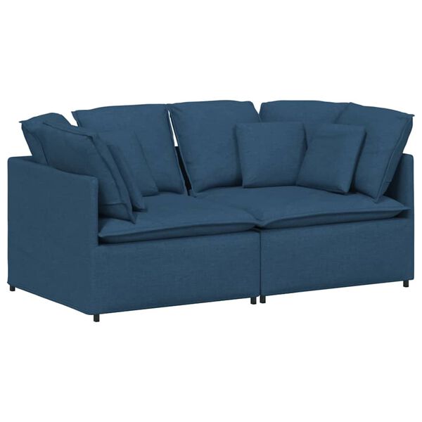 vidaXL Divano Modulare con Cuscini in Tessuto Blu
