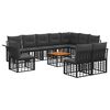 vidaXL Set di divani da esterno 11 pcs Nero e Grigio scuro Poliestere