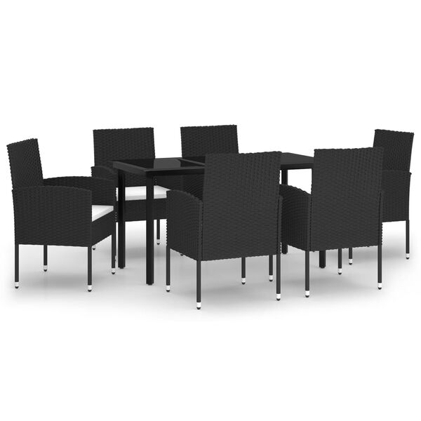 vidaXL Set da Pranzo da Giardino 7 pz Nero
