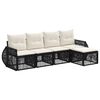 vidaXL Set Divano da Giardino 5 pz Nero e Bianco Crema polyrattan
