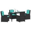 vidaXL Set da Pranzo per Giardino 5 pcs Nero Poly Rattan