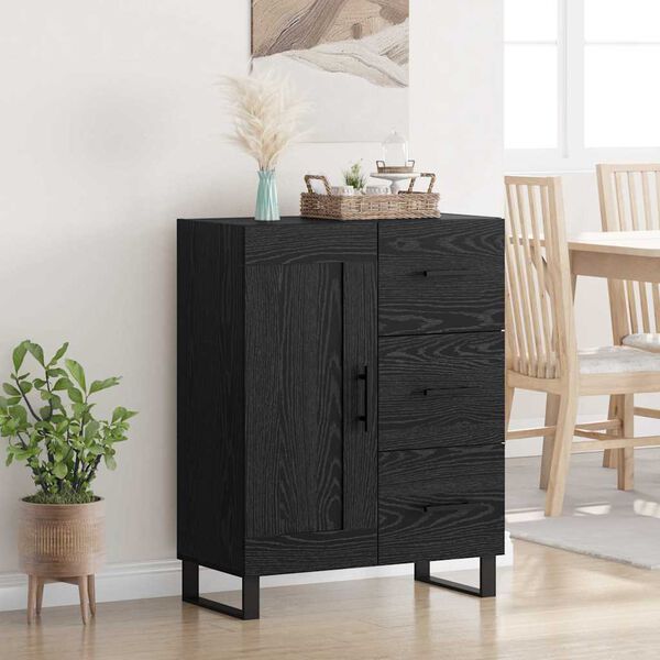 vidaXL Credenza con cassetto Rovere Nero 69,5 x 34 x 90 cm