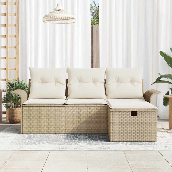 vidaXL Set Divano da Giardino 4 pcs Beige e Crema polyrattan