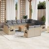 vidaXL Set Divano da Giardino 14 pz con Cuscini Beige Misto Polyrattan