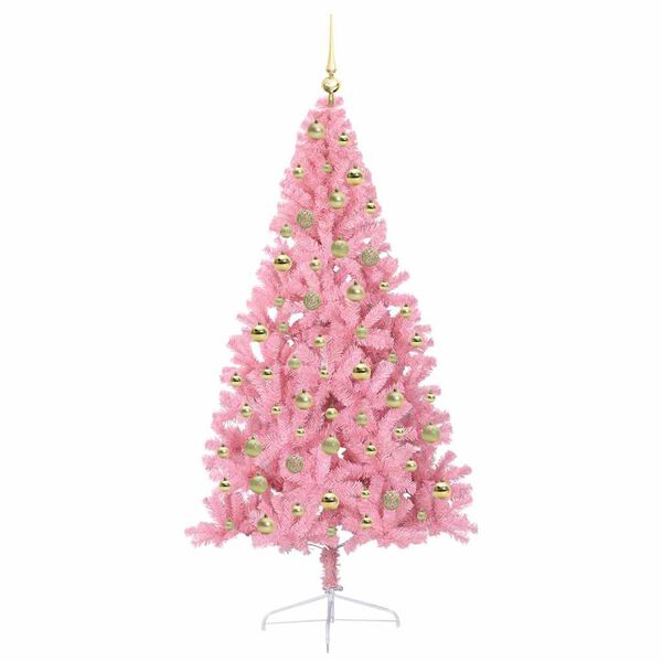 vidaXL Albero di Natale artificiale con luci integrate Rosa 180 cm PVC