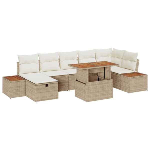 vidaXL Set Divano da Giardino con cuscino 8 pcs Beige Poly Rattan