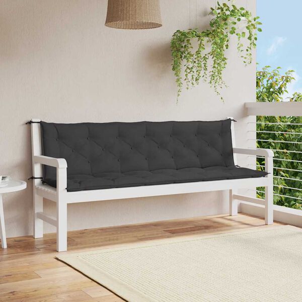 vidaXL Cuscini per Panca 2 pz Neri 200x50x7 cm in Tessuto Oxford