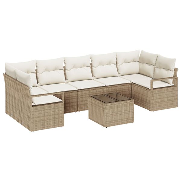 vidaXL Set di divani 8 pcs Beige e Crema polyrattan