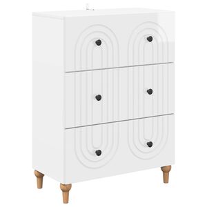 vidaXL Mobile con Cassetti Bianco Lucido 66 x 34,5 x 90 cm
