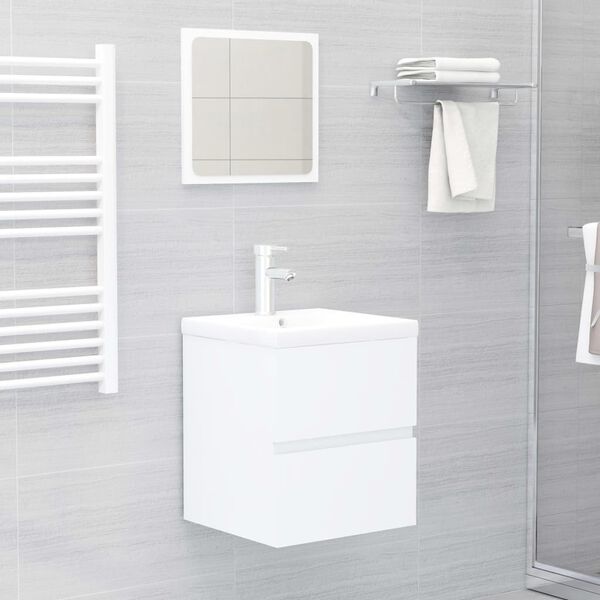 vidaXL Mobile con Lavabo Integrato Bianco in Legno Multistrato