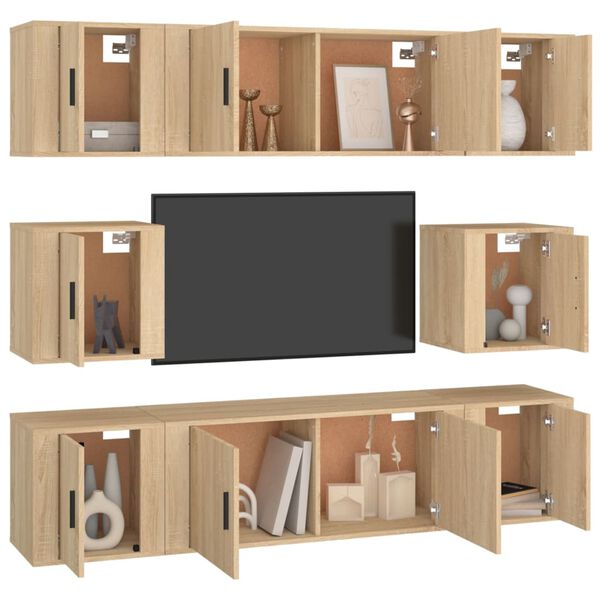 vidaXL Set Mobili Porta TV 8pz Rovere Sonoma in Legno Multistrato