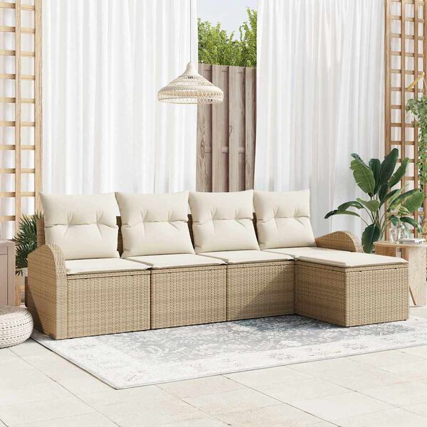 vidaXL Set Divano da Giardino Beige polyrattan