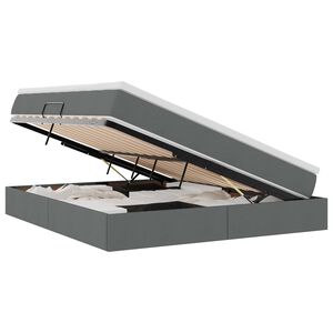 vidaXL Letto con contenitore e materasso Grigio scuro 160 x 200 cm