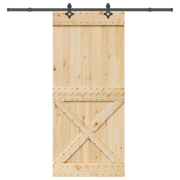 vidaXL Porta Scorrevole con Set Hardware 100x210cm Legno Massello Pino