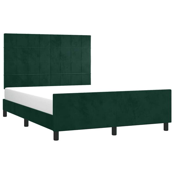 vidaXL Giroletto senza Materasso Verde Scuro 140x200 cm in Velluto