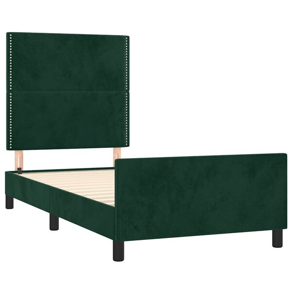 vidaXL Giroletto senza Materasso Verde Scuro 90x190 cm in Velluto