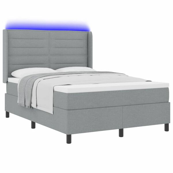 vidaXL Letto a Sorgente LED Grigio chiaro 140 x 200 cm Tessuto