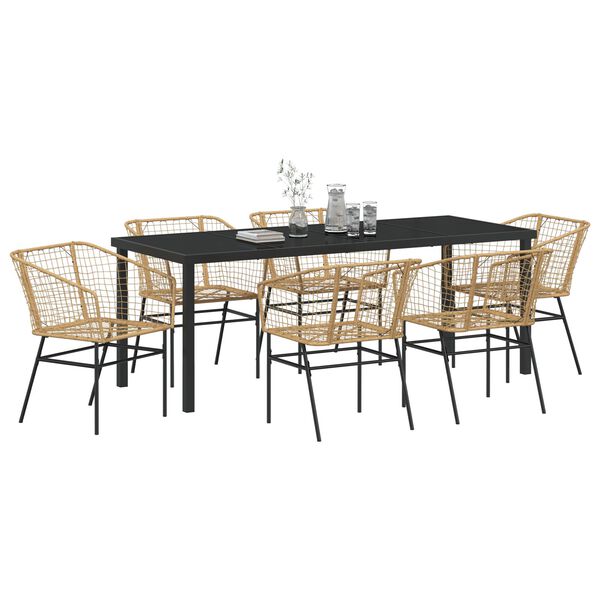 vidaXL Set da Pranzo per Giardino 7 pcs Marrone polyrattan