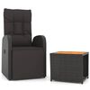 vidaXL Set Mobili Giardino 2pz Nero Polyrattan e Legno Massello Acacia
