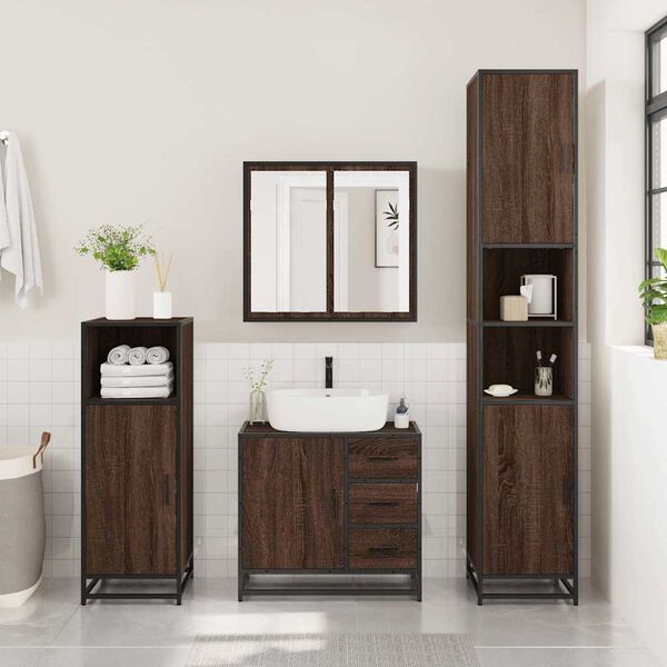 vidaXL Mobile Lavabo Bagno Rovere Marrone 65x33x60cm Legno Multistrato