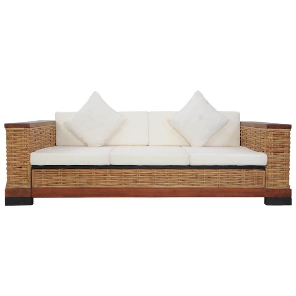 vidaXL Set di Divani 2 pz con Cuscini in Rattan Naturale Marrone
