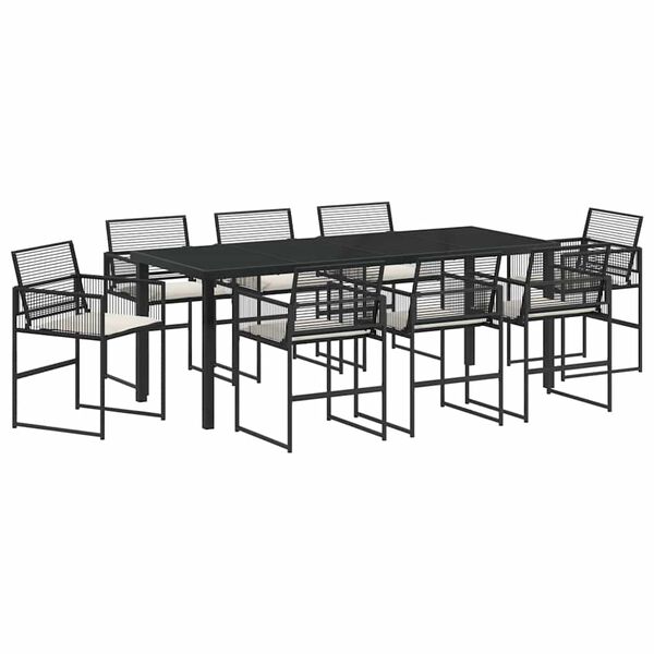 vidaXL Set da Pranzo per Giardino 9 pcs Nero