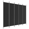 vidaXL Divisorio 5 Pannelli Nero 250x200 cm Tessuto