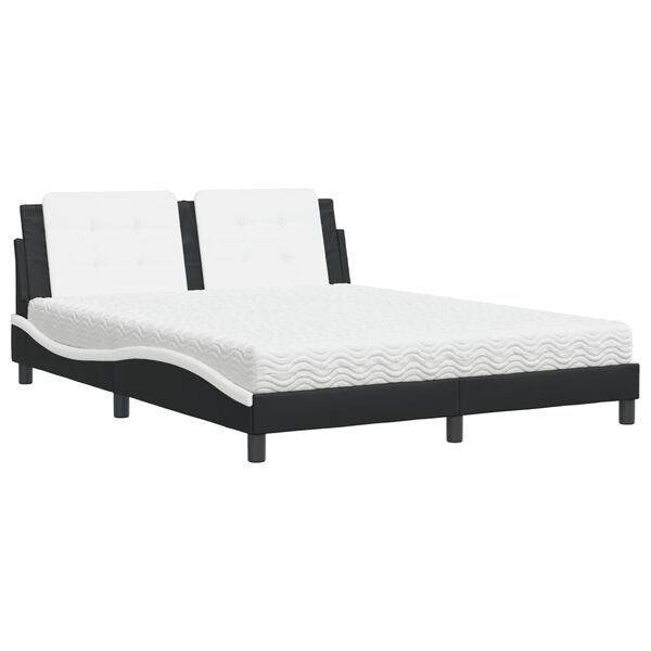 vidaXL Letto con Materasso Zadar Nero e Bianco 160x200cm Similpelle