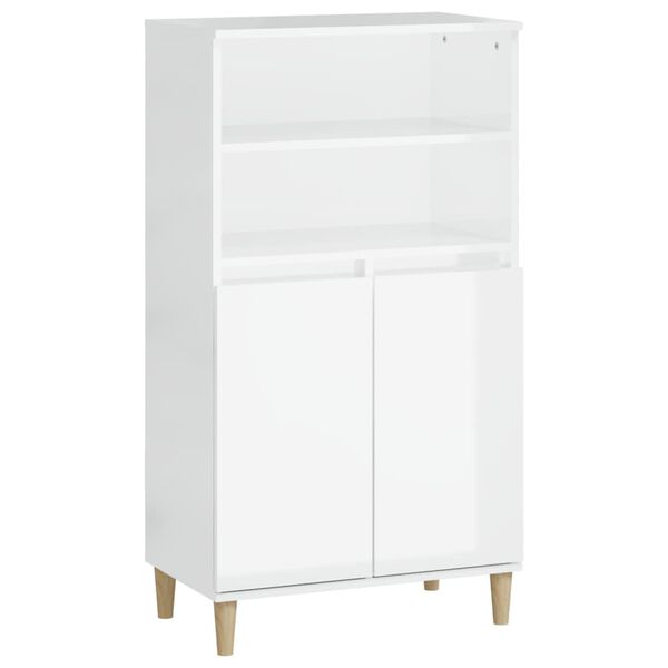 vidaXL Credenza Bianco Lucido 60x36x110 cm in Legno Multistrato