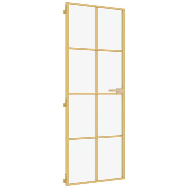 vidaXL Porta Interni Sottile Oro 76x201,5cm Vetro Temperato Alluminio