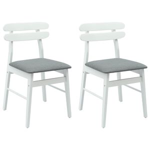 vidaXL Sedia da pranzo 2 pz Legno di gomma solido Bianco e Grigio