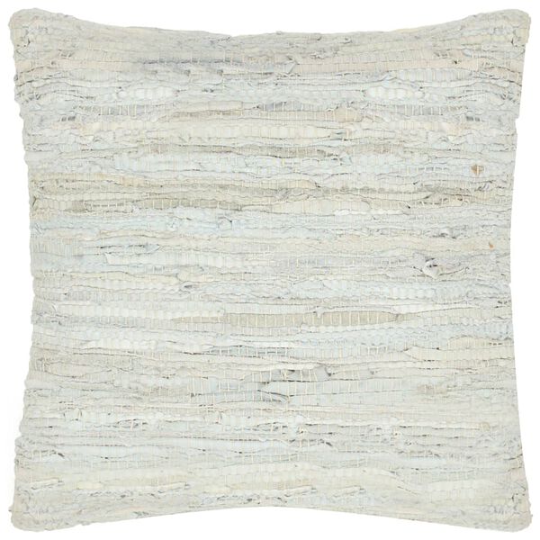 vidaXL Cuscino Chindi Grigio Chiaro 60x60 cm in Pelle e Cotone