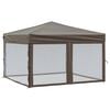 vidaXL Tenda per Feste Pieghevole con Pareti Laterali Tortora 3x3 m