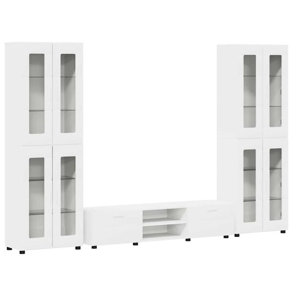 vidaXL Set mobile TV con cassetto con porta Bianco Legno multistrato