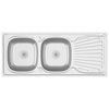 vidaXL Lavello Cucina Doppia Vasca 1200x500x155mm Argento Acciaio Inox