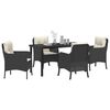 vidaXL Set da Pranzo per Giardino con cuscino 5 pcs Nero polyrattan