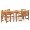 vidaXL Set da Pranzo per Giardino 5 pz in Legno Massello di Teak