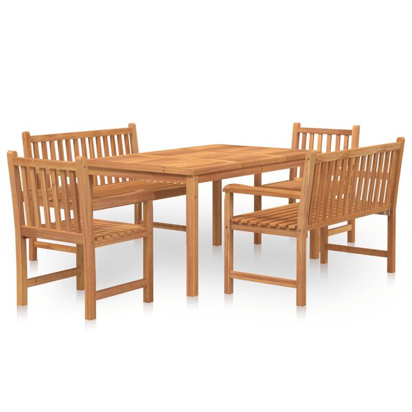vidaXL Set da Pranzo per Giardino 5 pz in Legno Massello di Teak