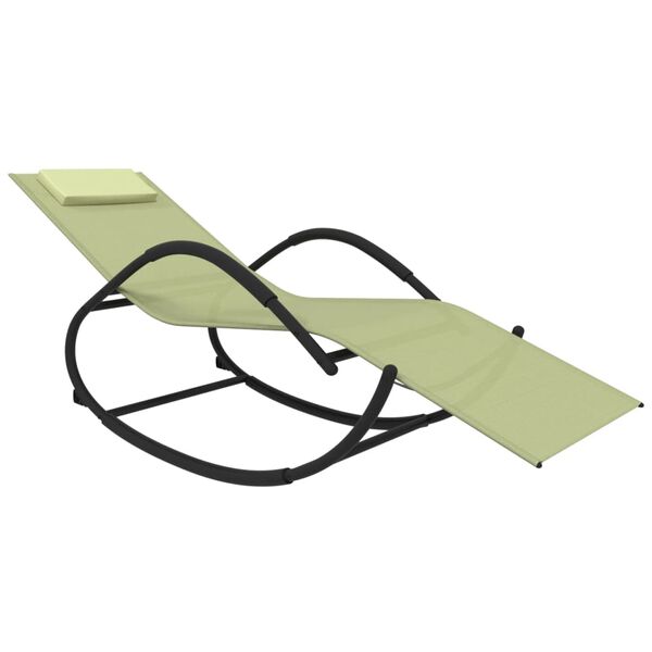 vidaXL Lettini Prendisole a Dondolo 2 pz in Acciaio e Textilene Crema