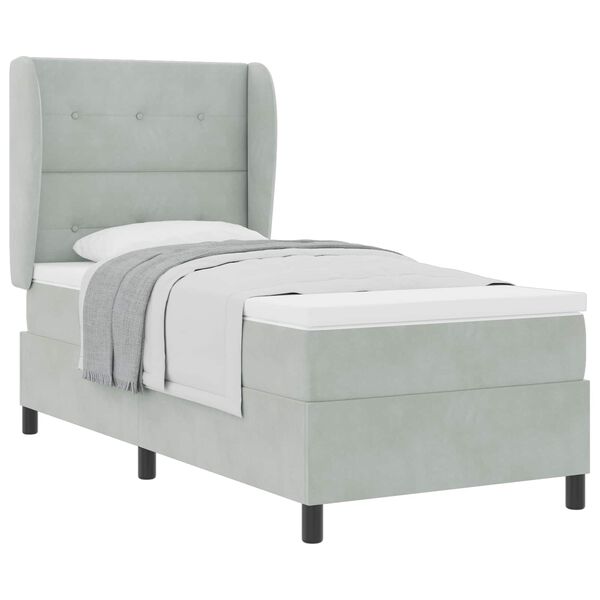 vidaXL Letto a molle con testiera Grigio chiaro 190 x 90 cm Poliestere