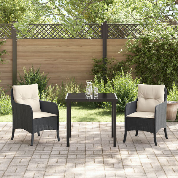 vidaXL Set da Pranzo per Giardino con cuscino 9 pcs Nero polyrattan