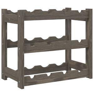 vidaXL Portabottiglie per 12 Bottiglie Grigio Legno Massello di Pino