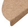 vidaXL Tappeti Adesivi per Scale 15 pz 56x17x3 cm Beige