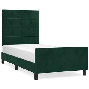 vidaXL Giroletto senza Materasso Verde Scuro 90x190 cm in Velluto