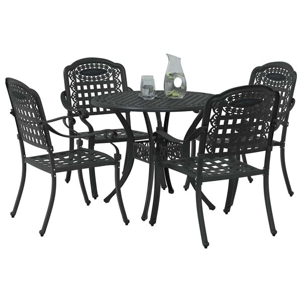 vidaXL Set da Pranzo per Giardino 5 pcs Nero Alluminio