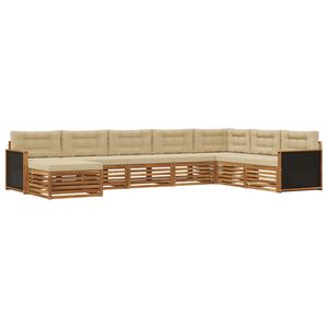 vidaXL Set di divani da esterno con cuscino 8 pcs Naturale e Beige