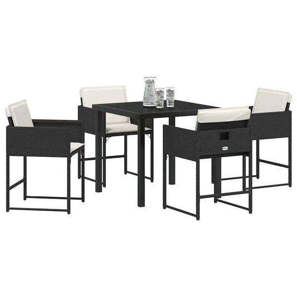 vidaXL Set da Pranzo per Giardino 5 pcs Nero polyrattan