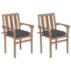 vidaXL Sedie da Giardino 2 pz con Cuscini Antracite Massello di Teak